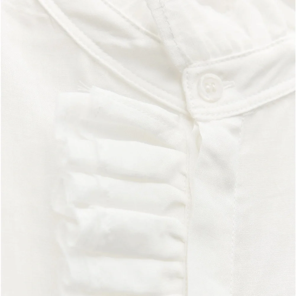 NWT Zara Woman RUFFLED 100% RAMIE SHIRT ZW COLLECTION White Size S Small - Picture 7 of 12